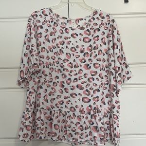 Pink Leopard Blouse Large
